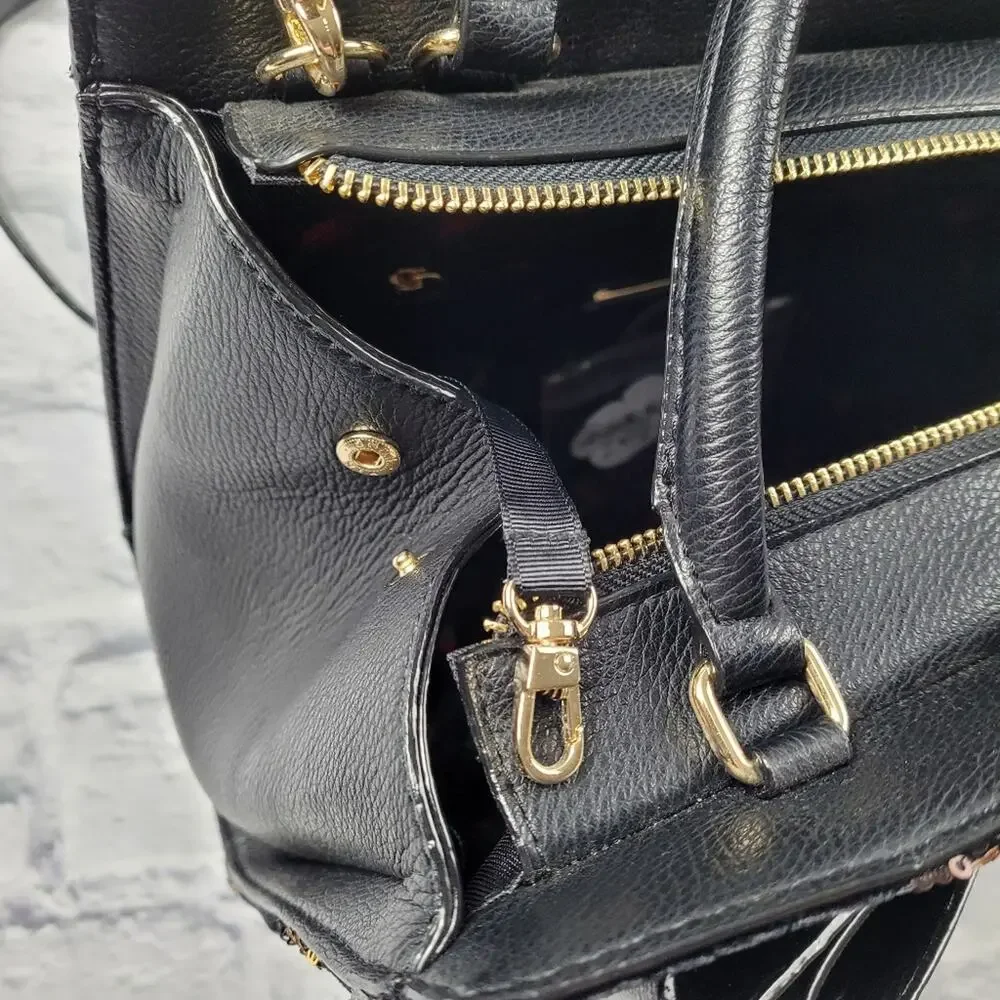 Mobwife Betsey Johnson Evening Prowl Velvet & Leopard Sequin Convertible Satchel